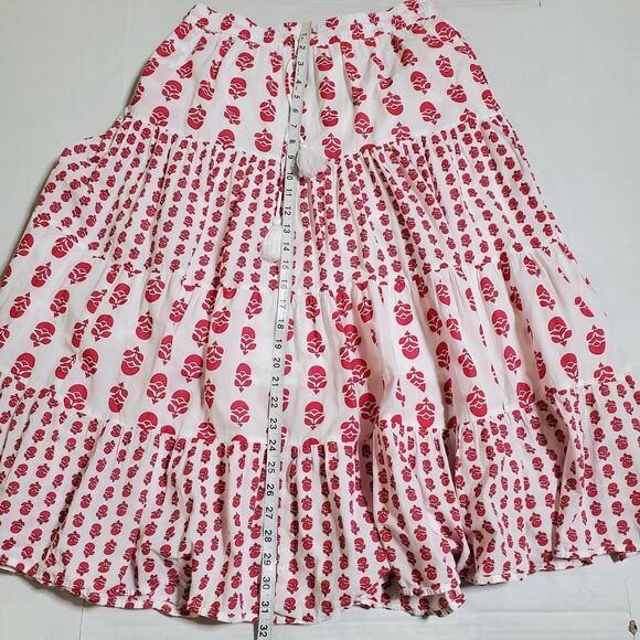 Philosophy Printed Midi Skirt Set Matching Top Size M Red White Boho Womens - Picture 10 of 15